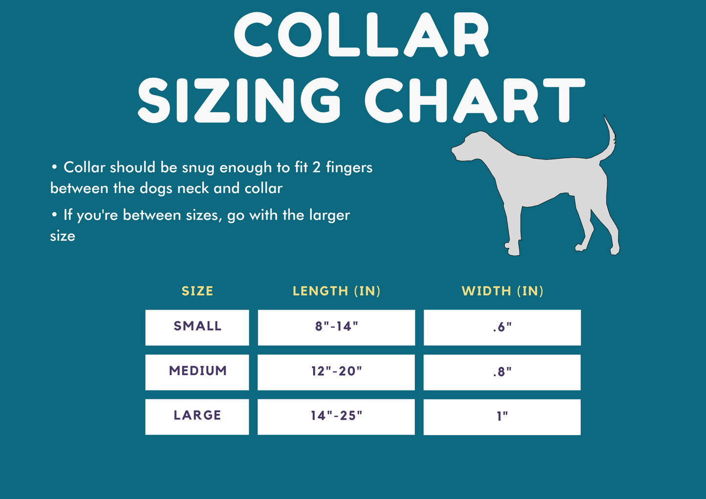 Aloha Dog Co Collar Sizing Chart